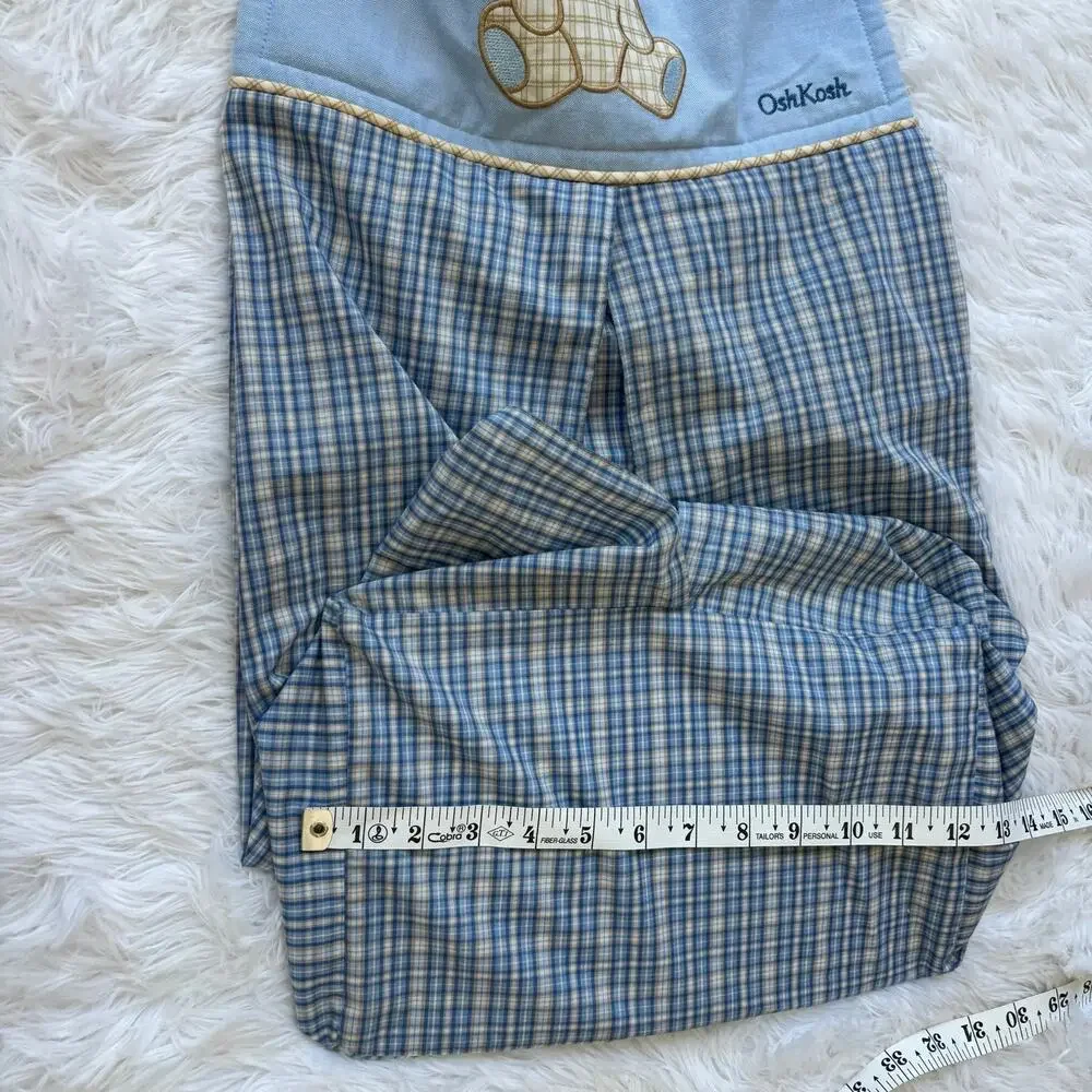 Vintage OshKosh B'gosh Diaper Stacker Plaid Teddy Bear Hanging Holder Organizer